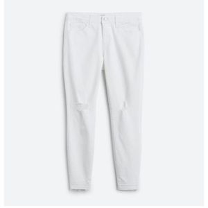 Just Black, distressed white jeans